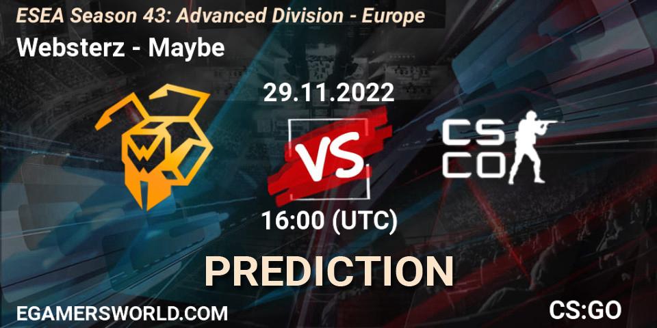 Websterz - Maybe: Maç tahminleri. 29.11.22, CS2 (CS:GO), ESEA Season 43: Advanced Division - Europe