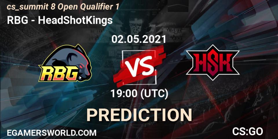 RBG - HeadShotKings: Maç tahminleri. 02.05.2021 at 19:00, Counter-Strike (CS2), cs_summit 8 Open Qualifier 1