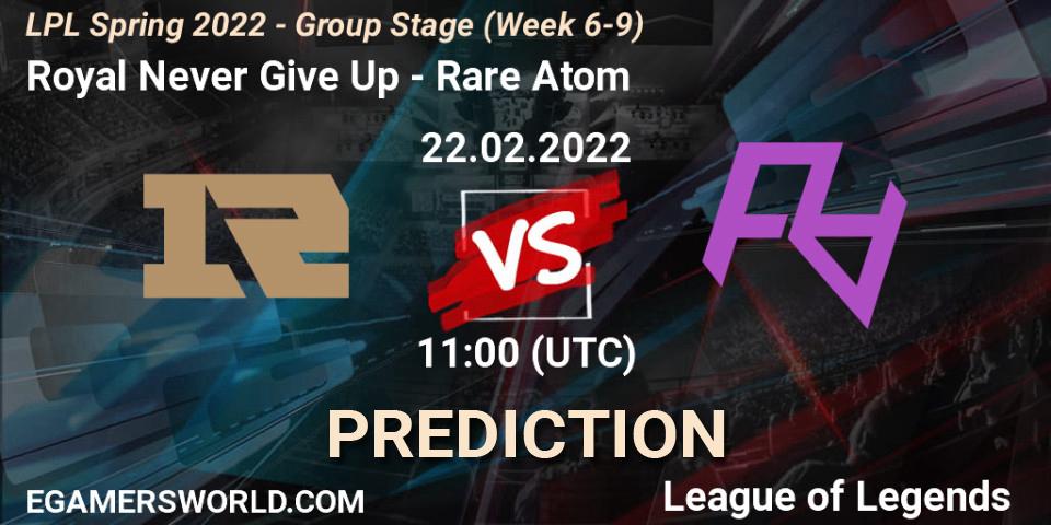 Royal Never Give Up - Rare Atom: Maç tahminleri. 22.02.22, LoL, LPL Spring 2022 - Group Stage (Week 6-9)