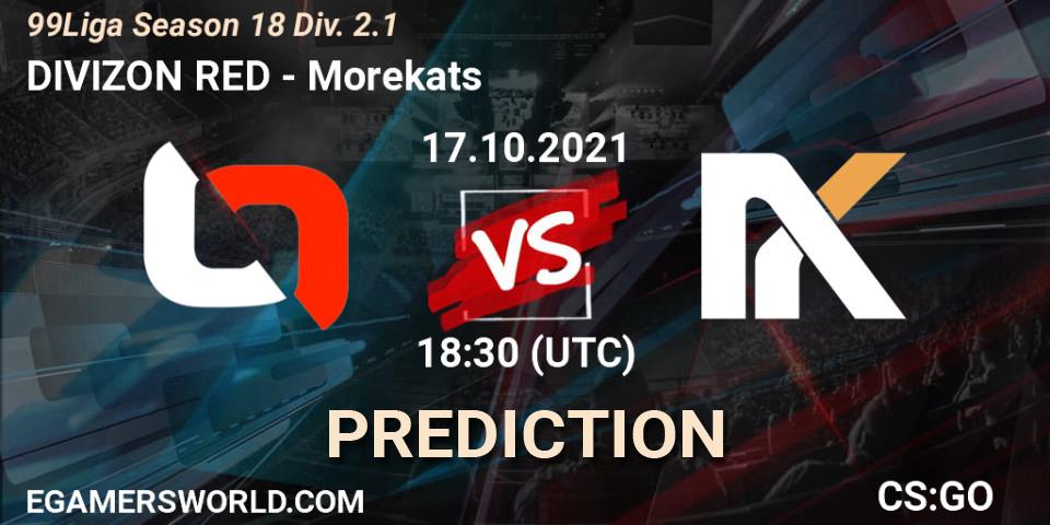 DIVIZON RED - Morekats: Maç tahminleri. 17.10.2021 at 16:00, Counter-Strike (CS2), 99Liga Season 18 Div. 2.1