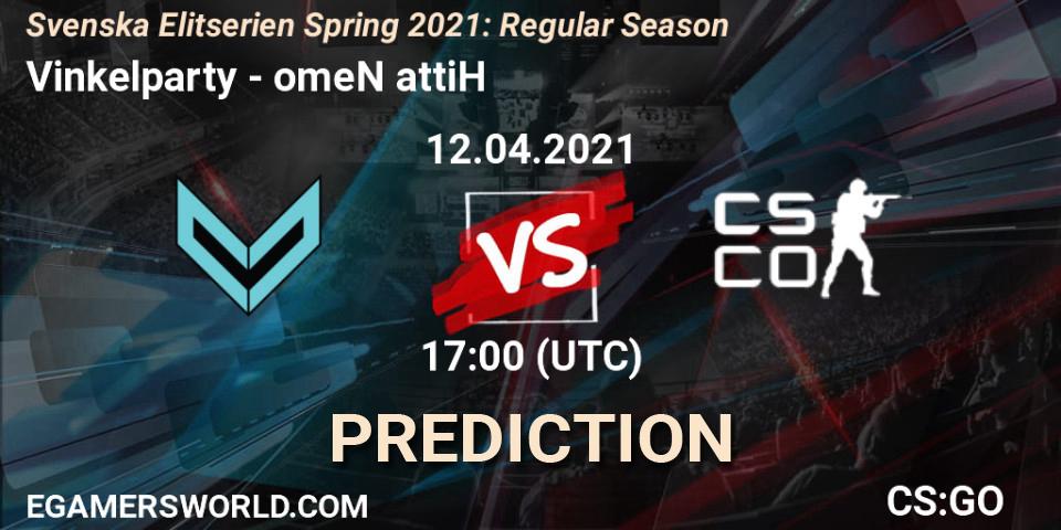 Vinkelparty - omeN attiH: Maç tahminleri. 12.04.2021 at 17:00, Counter-Strike (CS2), Svenska Elitserien Spring 2021: Regular Season