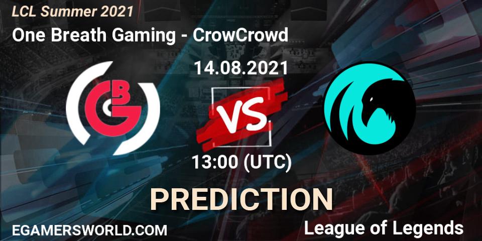 One Breath Gaming - CrowCrowd: Maç tahminleri. 14.08.2021 at 13:00, LoL, LCL Summer 2021