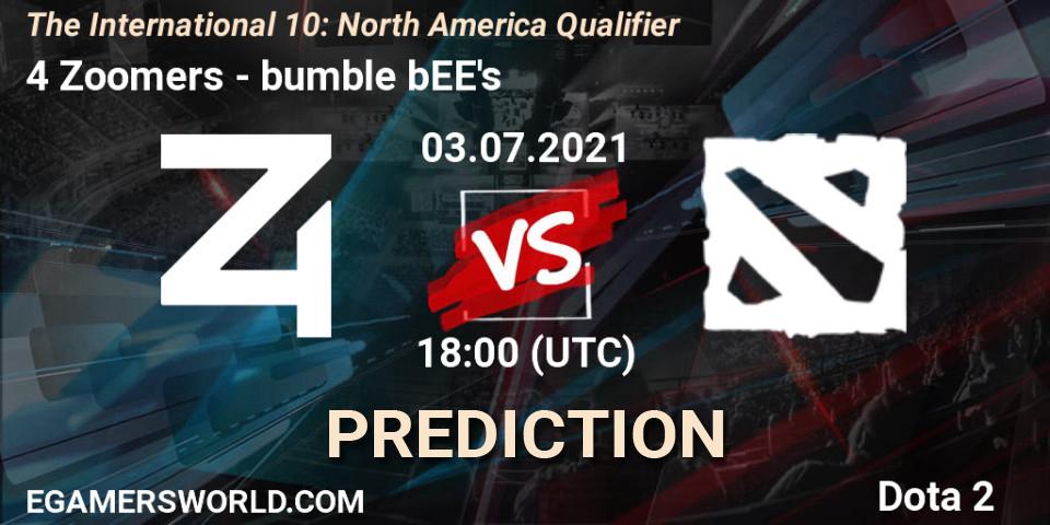 4 Zoomers - bumble bEE's: Maç tahminleri. 03.07.2021 at 18:00, Dota 2, The International 10: North America Qualifier