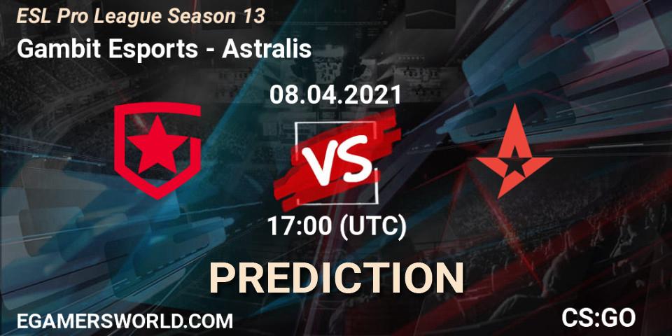Gambit Esports - Astralis: Maç tahminleri. 08.04.2021 at 17:00, Counter-Strike (CS2), ESL Pro League Season 13