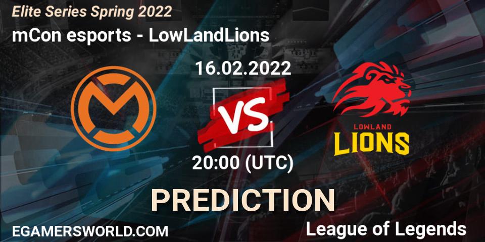 mCon esports - LowLandLions: Maç tahminleri. 16.02.2022 at 20:00, LoL, Elite Series Spring 2022
