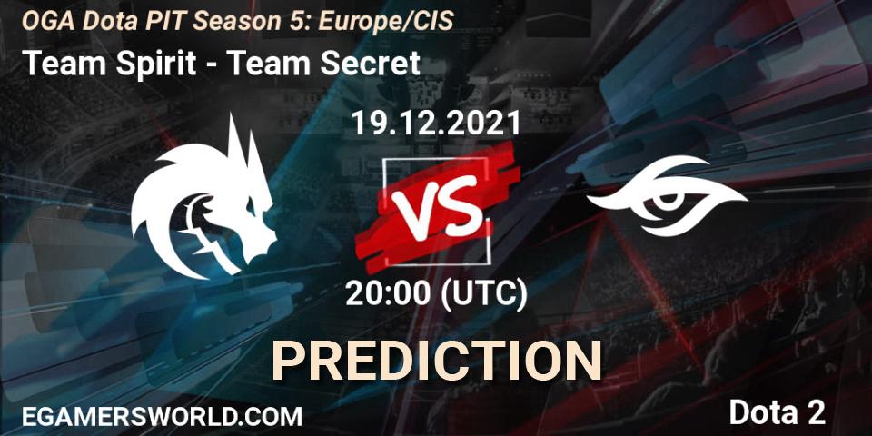 Team Spirit - Team Secret: Maç tahminleri. 19.12.2021 at 19:46, Dota 2, OGA Dota PIT Season 5: Europe/CIS