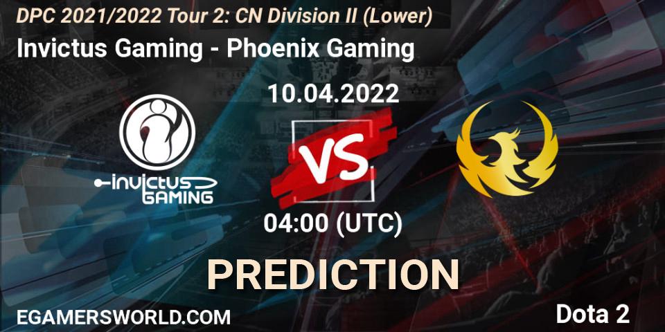 Invictus Gaming - Phoenix Gaming: Maç tahminleri. 15.04.2022 at 07:03, Dota 2, DPC 2021/2022 Tour 2: CN Division II (Lower)
