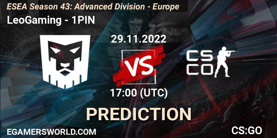 LeoGaming - 1PIN: Maç tahminleri. 29.11.22, CS2 (CS:GO), ESEA Season 43: Advanced Division - Europe