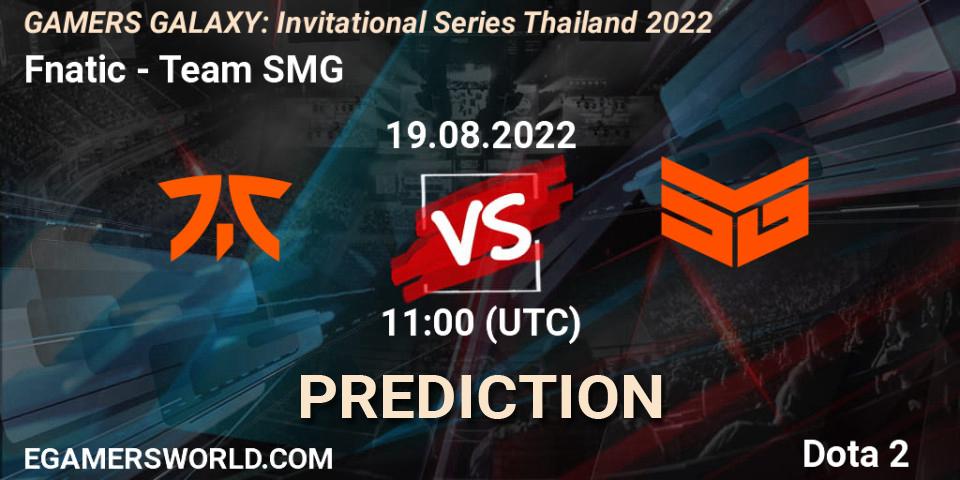 Fnatic - Team SMG: Maç tahminleri. 19.08.2022 at 11:30, Dota 2, GAMERS GALAXY: Invitational Series Thailand 2022