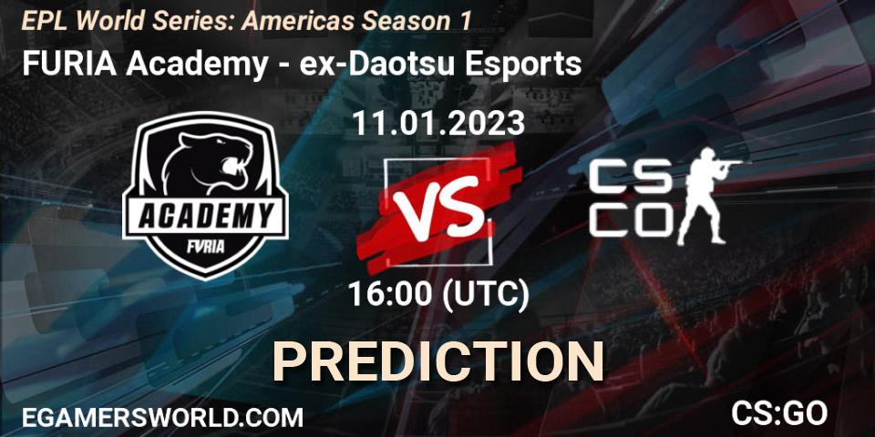 FURIA Academy - ex-Daotsu Esports: Maç tahminleri. 12.01.2023 at 16:00, Counter-Strike (CS2), EPL World Series: Americas Season 1