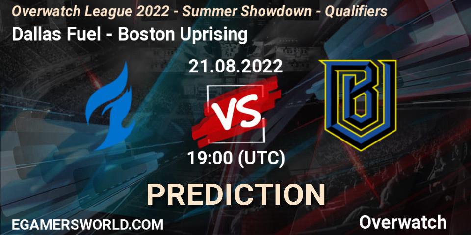 Dallas Fuel - Boston Uprising: Maç tahminleri. 21.08.22, Overwatch, Overwatch League 2022 - Summer Showdown - Qualifiers
