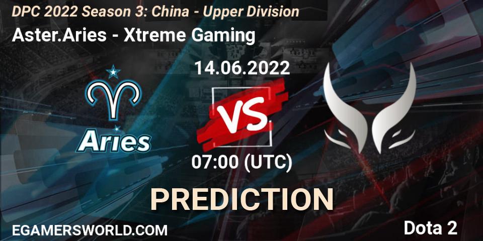 Aster.Aries - Xtreme Gaming: Maç tahminleri. 14.06.2022 at 07:00, Dota 2, DPC 2021/2022 China Tour 3: Division I