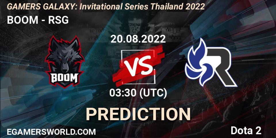 BOOM - RSG: Maç tahminleri. 20.08.22, Dota 2, GAMERS GALAXY: Invitational Series Thailand 2022