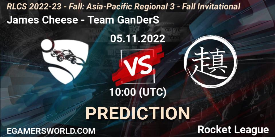 James Cheese - Team GanDerS: Maç tahminleri. 05.11.2022 at 10:00, Rocket League, RLCS 2022-23 - Fall: Asia-Pacific Regional 3 - Fall Invitational
