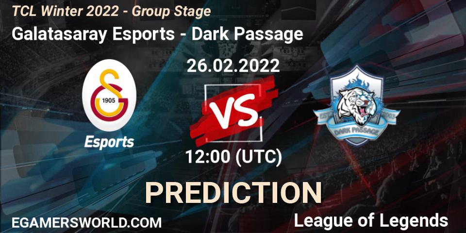 Galatasaray Esports - Dark Passage: Maç tahminleri. 26.02.2022 at 12:00, LoL, TCL Winter 2022 - Group Stage
