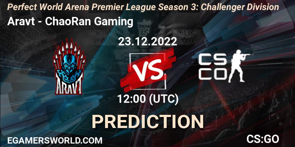 Aravt - ChaoRan Gaming: Maç tahminleri. 23.12.2022 at 12:00, Counter-Strike (CS2), Perfect World Arena Premier League Season 3: Challenger Division