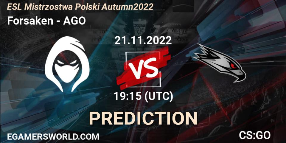 Forsaken - AGO: Maç tahminleri. 21.11.2022 at 19:15, Counter-Strike (CS2), ESL Mistrzostwa Polski Autumn 2022