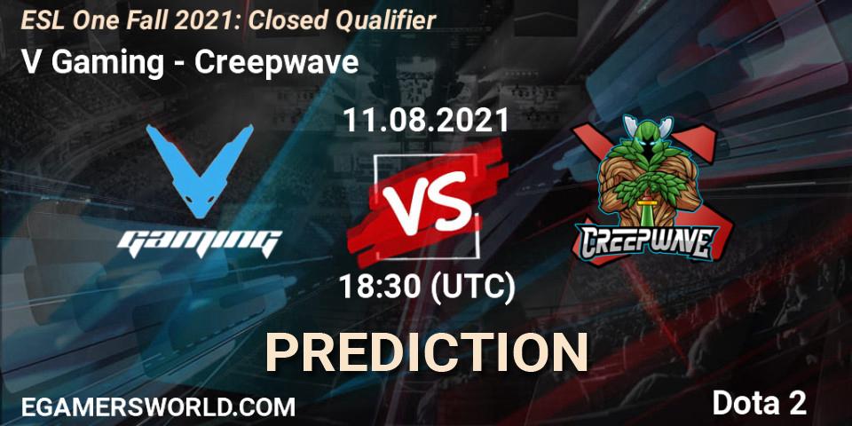 V Gaming - Creepwave: Maç tahminleri. 11.08.2021 at 18:30, Dota 2, ESL One Fall 2021: Closed Qualifier