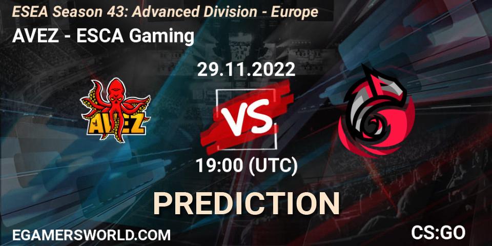AVEZ - ESCA Gaming: Maç tahminleri. 29.11.22, CS2 (CS:GO), ESEA Season 43: Advanced Division - Europe