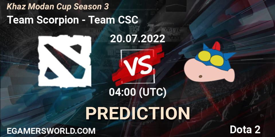 Team Scorpion - Team CSC: Maç tahminleri. 20.07.2022 at 04:06, Dota 2, Khaz Modan Cup Season 3