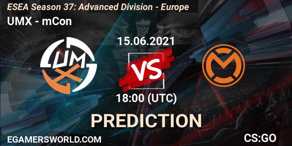 UMX - mCon: Maç tahminleri. 15.06.2021 at 18:00, Counter-Strike (CS2), ESEA Season 37: Advanced Division - Europe