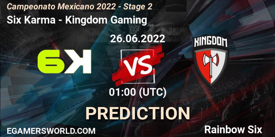 Six Karma - Kingdom Gaming: Maç tahminleri. 26.06.2022 at 01:00, Rainbow Six, Campeonato Mexicano 2022 - Stage 2