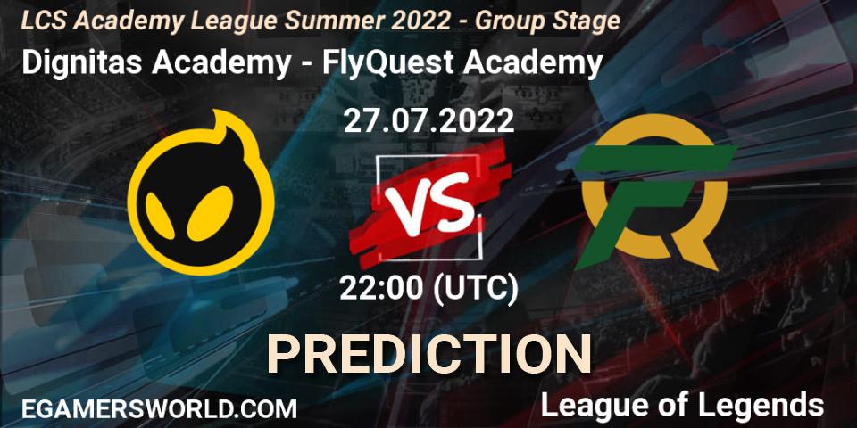 Dignitas Academy - FlyQuest Academy: Maç tahminleri. 27.07.22, LoL, LCS Academy League Summer 2022 - Group Stage