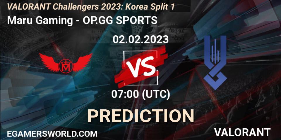 Maru Gaming - OP.GG SPORTS: Maç tahminleri. 02.02.23, VALORANT, VALORANT Challengers 2023: Korea Split 1