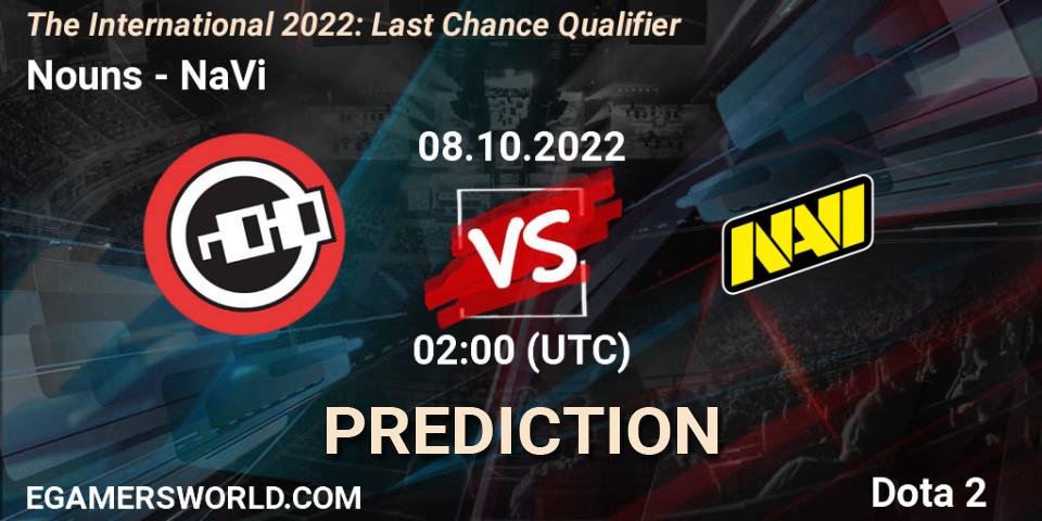 Nouns - NaVi: Maç tahminleri. 08.10.22, Dota 2, The International 2022: Last Chance Qualifier