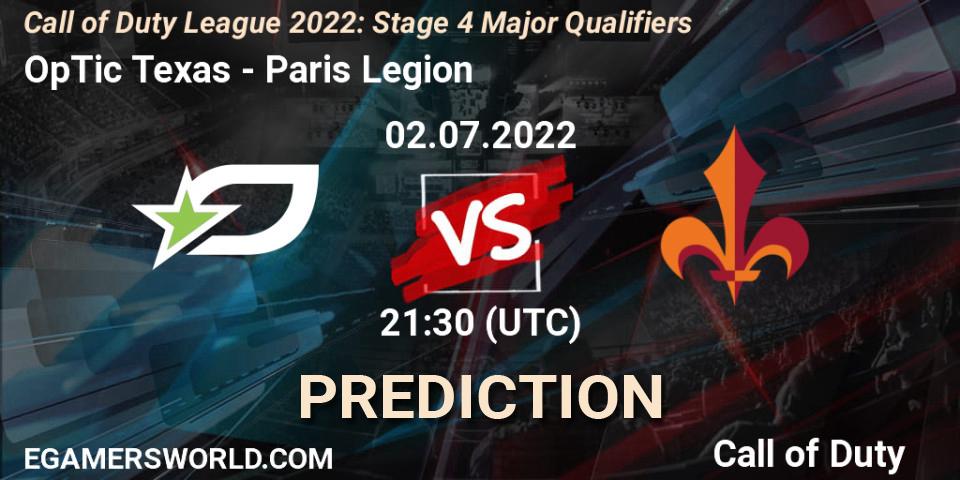 OpTic Texas - Paris Legion: Maç tahminleri. 02.07.2022 at 20:30, Call of Duty, Call of Duty League 2022: Stage 4