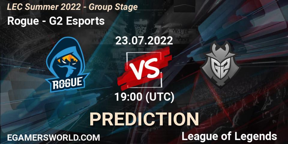 Rogue - G2 Esports: Maç tahminleri. 23.07.2022 at 18:00, LoL, LEC Summer 2022 - Group Stage