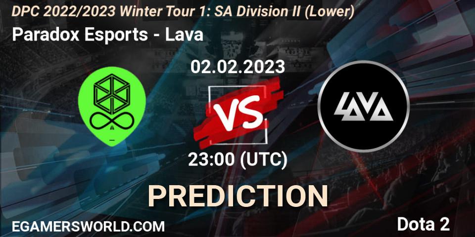 Paradox Esports - Lava: Maç tahminleri. 03.02.23, Dota 2, DPC 2022/2023 Winter Tour 1: SA Division II (Lower)