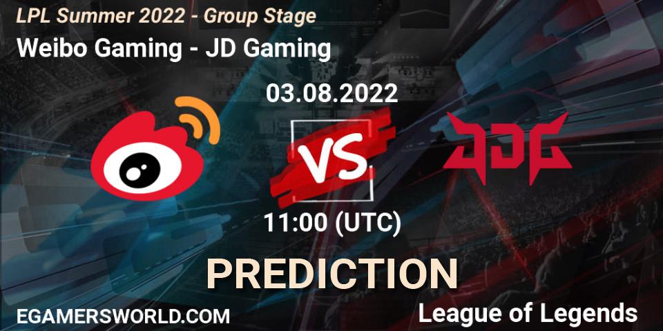 Weibo Gaming - JD Gaming: Maç tahminleri. 03.08.2022 at 12:00, LoL, LPL Summer 2022 - Group Stage