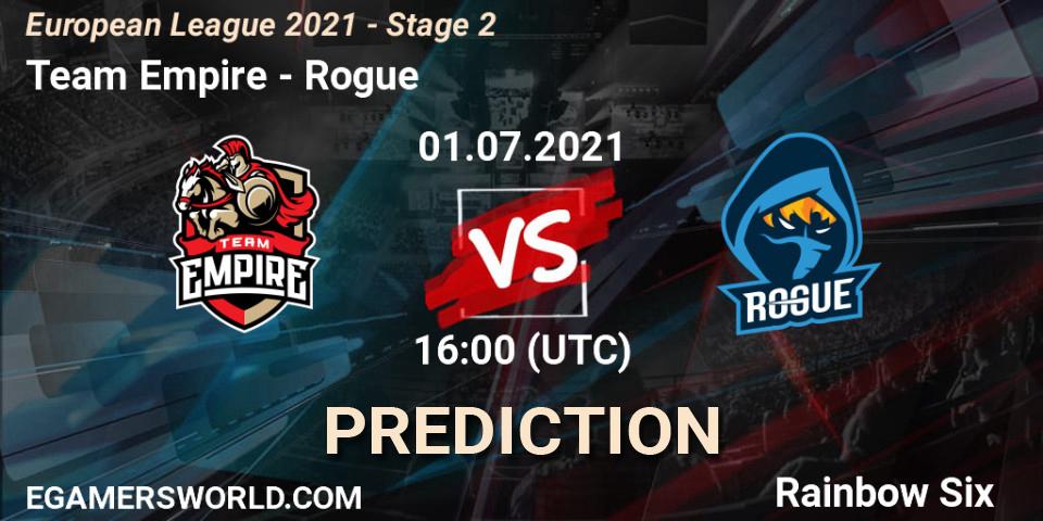 Team Empire - Rogue: Maç tahminleri. 01.07.2021 at 16:00, Rainbow Six, European League 2021 - Stage 2