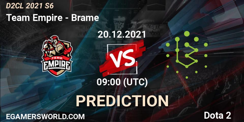 Team Empire - Brame: Maç tahminleri. 20.12.2021 at 09:01, Dota 2, Dota 2 Champions League 2021 Season 6