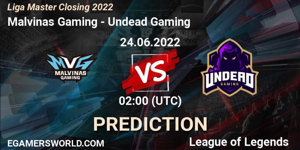 Malvinas Gaming - Undead Gaming: Maç tahminleri. 24.06.22, LoL, Liga Master Closing 2022