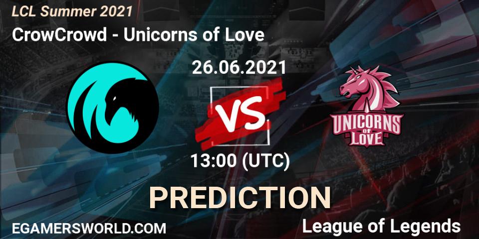CrowCrowd - Unicorns of Love: Maç tahminleri. 26.06.2021 at 13:00, LoL, LCL Summer 2021