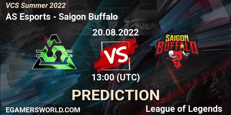AS Esports - Saigon Buffalo: Maç tahminleri. 20.08.2022 at 12:00, LoL, VCS Summer 2022