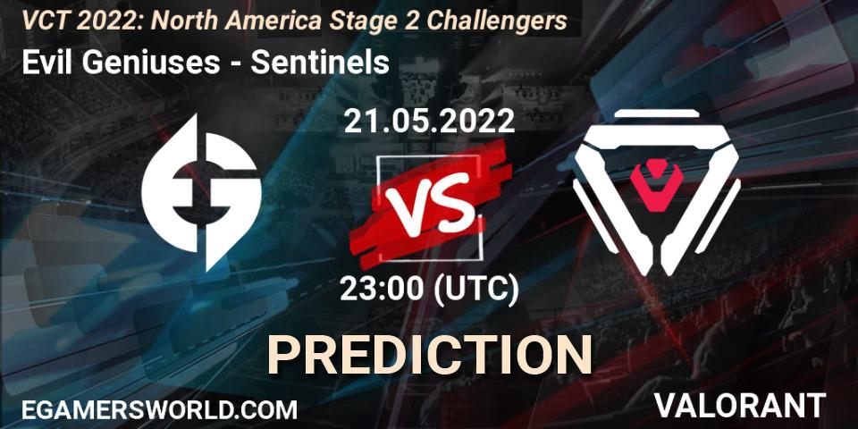 Evil Geniuses - Sentinels: Maç tahminleri. 21.05.2022 at 22:45, VALORANT, VCT 2022: North America Stage 2 Challengers