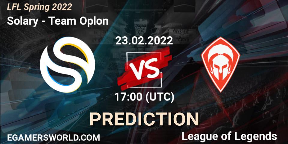 Solary - Team Oplon: Maç tahminleri. 23.02.2022 at 17:00, LoL, LFL Spring 2022