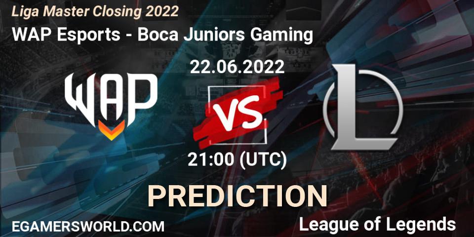 WAP Esports - Boca Juniors Gaming: Maç tahminleri. 22.06.2022 at 21:00, LoL, Liga Master Closing 2022