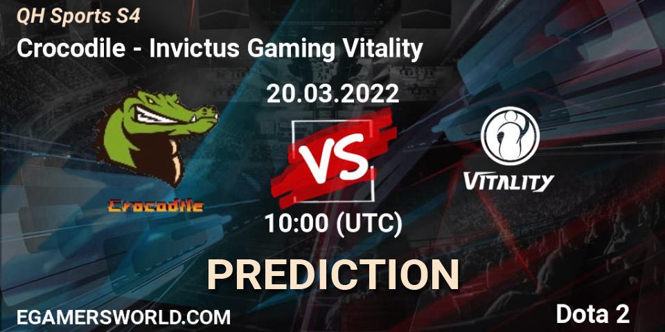 Crocodile - Invictus Gaming Vitality: Maç tahminleri. 20.03.2022 at 08:28, Dota 2, QH Sports S4