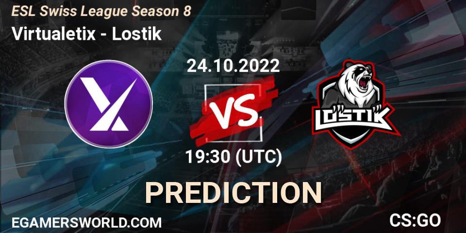 Virtualetix - Lostik: Maç tahminleri. 24.10.2022 at 19:30, Counter-Strike (CS2), ESL Swiss League Season 8