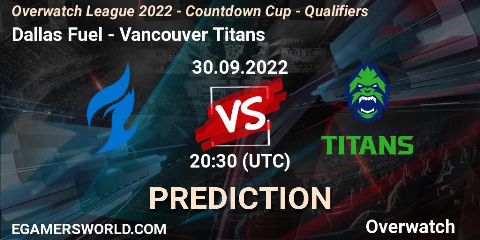 Dallas Fuel - Vancouver Titans: Maç tahminleri. 30.09.22, Overwatch, Overwatch League 2022 - Countdown Cup - Qualifiers
