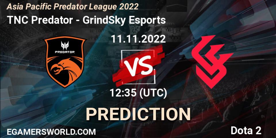 TNC Predator - GrindSky Esports: Maç tahminleri. 11.11.22, Dota 2, Asia Pacific Predator League 2022