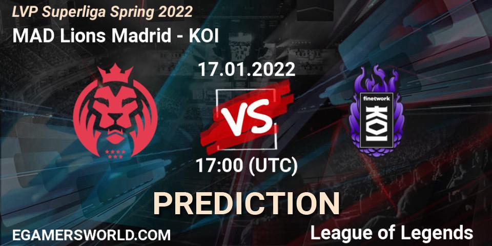 MAD Lions Madrid - KOI: Maç tahminleri. 17.01.2022 at 17:00, LoL, LVP Superliga Spring 2022