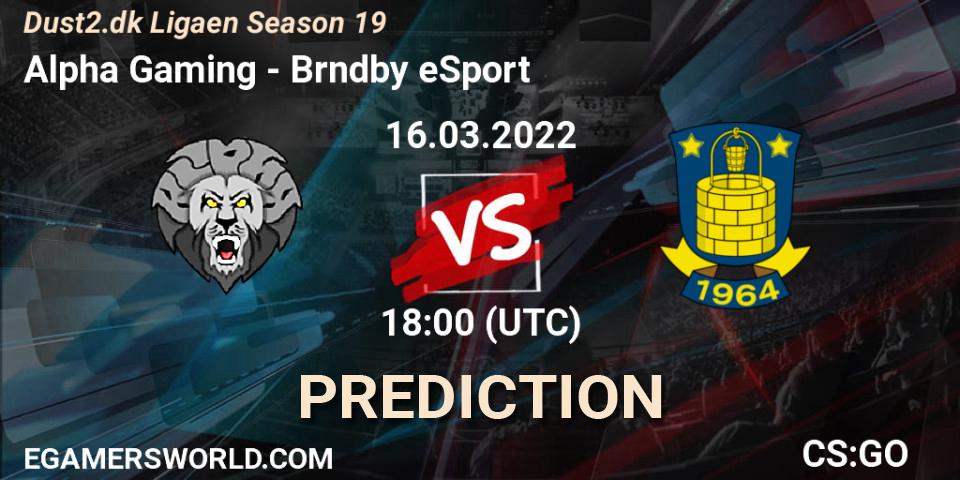 Alpha Gaming - Brøndby eSport: Maç tahminleri. 16.03.2022 at 18:00, Counter-Strike (CS2), Dust2.dk Ligaen Season 19