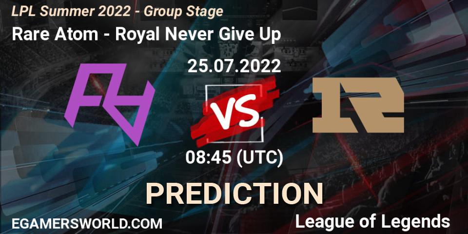 Rare Atom - Royal Never Give Up: Maç tahminleri. 25.07.22, LoL, LPL Summer 2022 - Group Stage