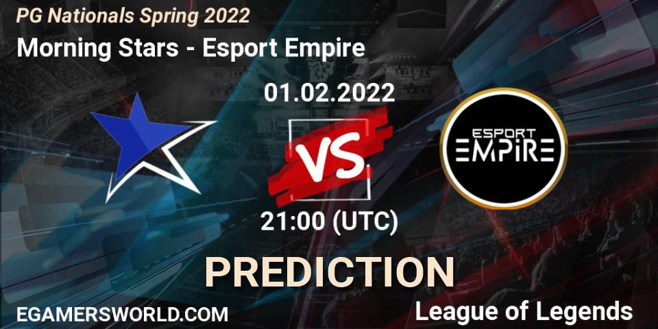Morning Stars - Esport Empire: Maç tahminleri. 01.02.2022 at 21:00, LoL, PG Nationals Spring 2022