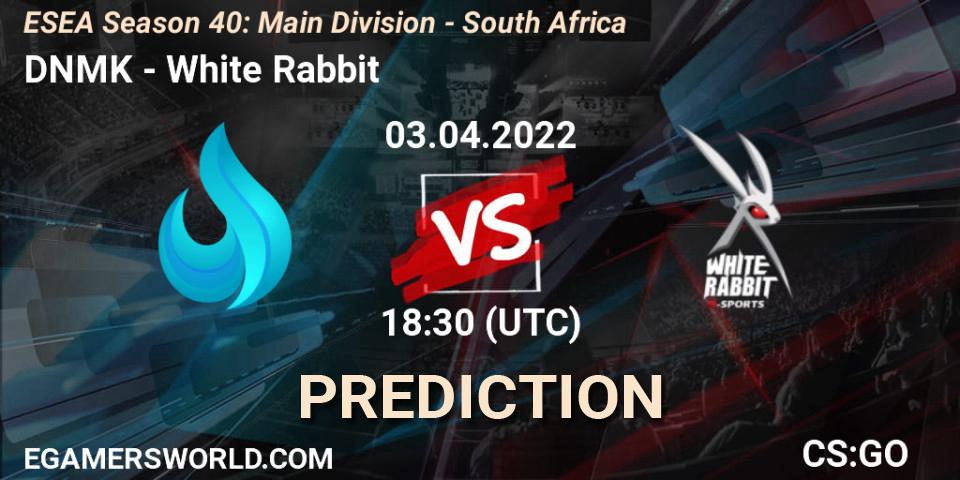 DNMK - White Rabbit: Maç tahminleri. 04.04.2022 at 18:00, Counter-Strike (CS2), ESEA Season 40: Main Division - South Africa